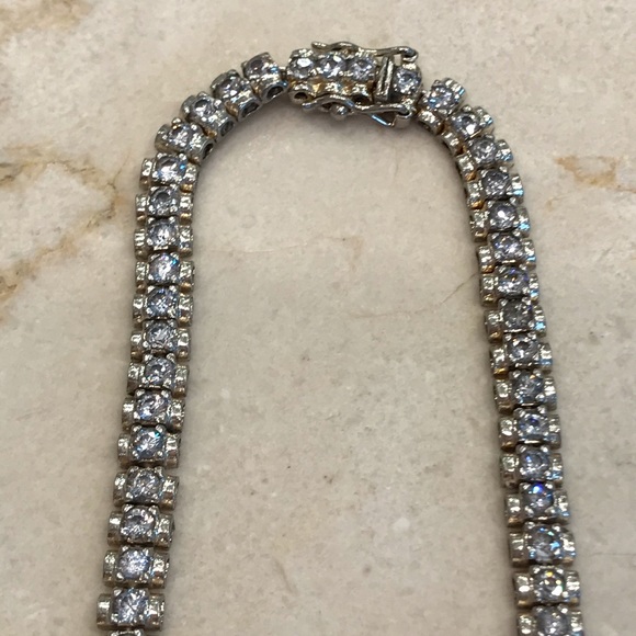 Sterling Vermeil cubic zirconia tennis bracelet - Picture 7 of 12